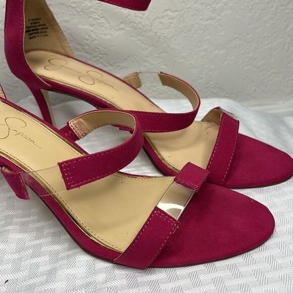 🌸 Jessica Simpson Fuchsia Sandal Pumps Size 9.5 - Picture 3 of 8